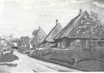 Die Galmizstrasse um das Jahr 1920 (Zeichnung W. Vögeli)